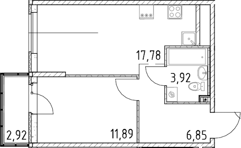 1-комнатная квартира 40.44 м², 8/23 эт., ЖК «Город Первых»